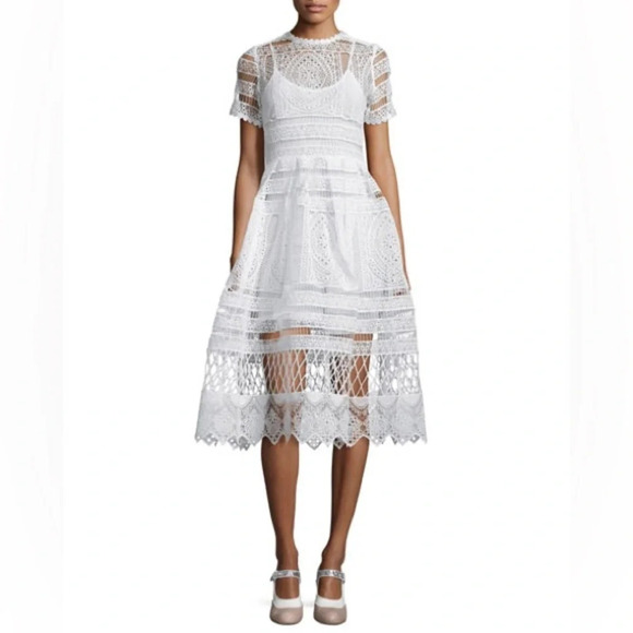 Alexis Alanna Short-Sleeve Lace Midi Dress, White in size XS - Picture 10 of 13